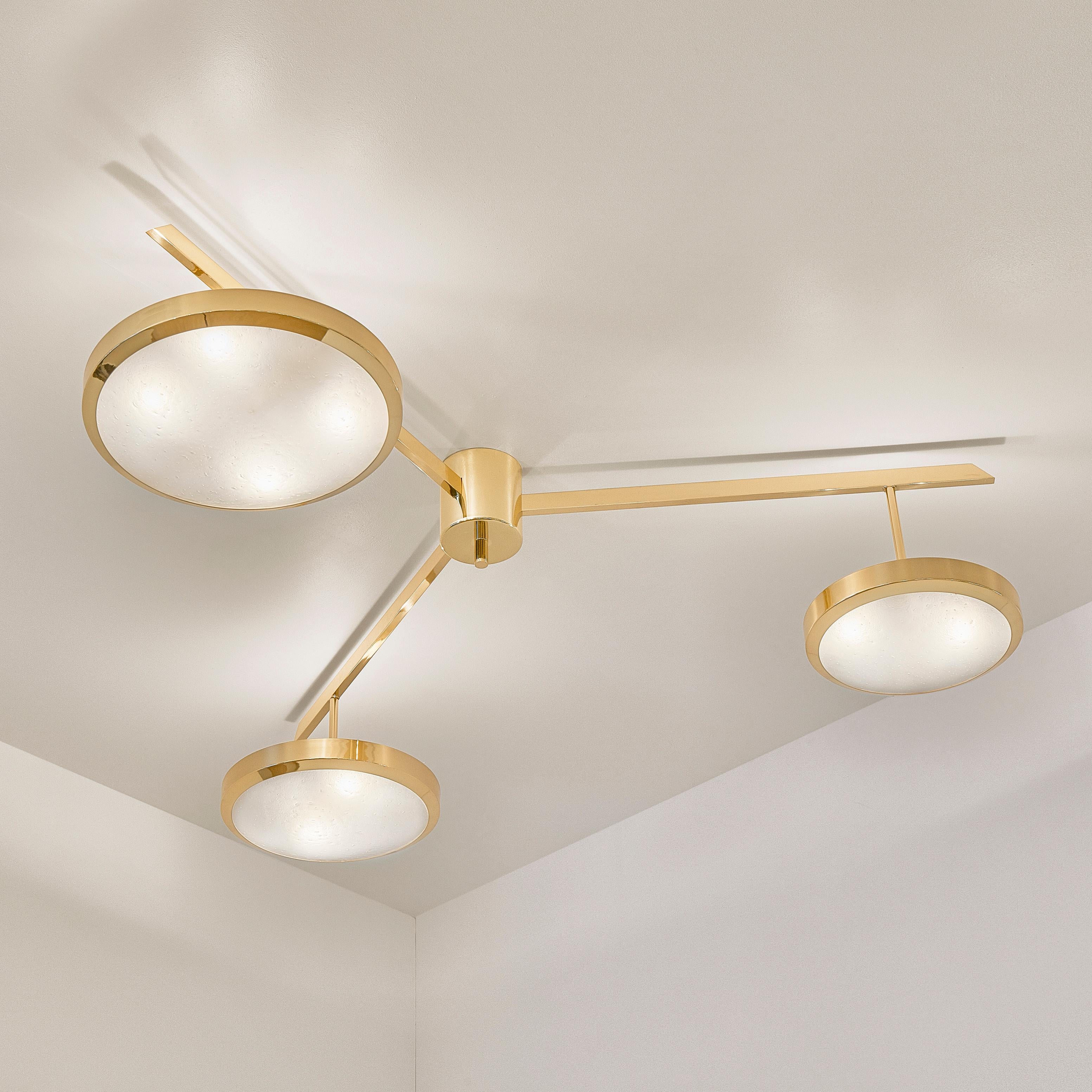 Tre Ceiling Light by Gaspare Asaro-Polished Nickel Finish In New Condition For Sale In New York, NY