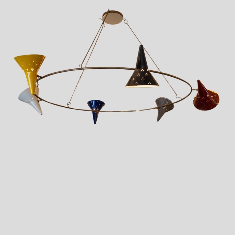 italien Plafonnier Tre Cento  Jaune Bleu Gris Noir Blanc Marron par Diego Mardegan en vente