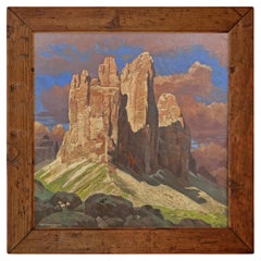 "Tre Cime di Lavaredo" Italian Dolomites Peaks Painting Oil on Canvas