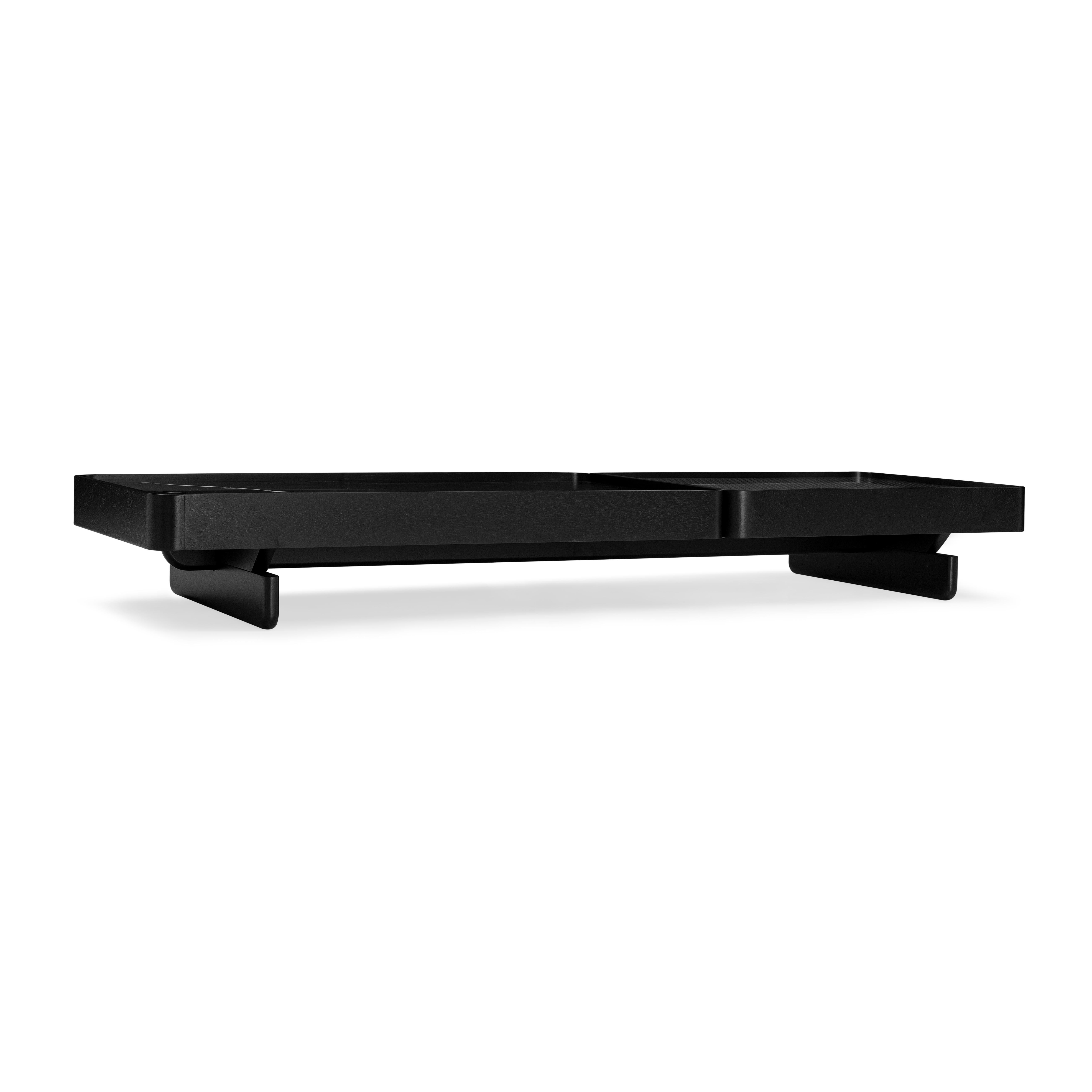 Brazilian Tre Coffee Table In Black Wood Finish and Nero Black Glass For Sale