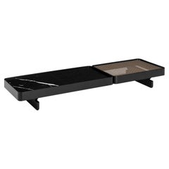 Tre Coffee Table In Black Wood Finish and Nero Black Glass