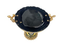 Tre Fuochi, Large centerpiece of crystal glass and bronze by Murano