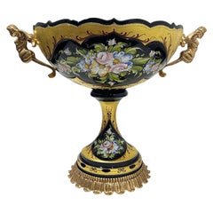 Tre Fuochi, Large centerpiece of crystal glass and bronze by Murano