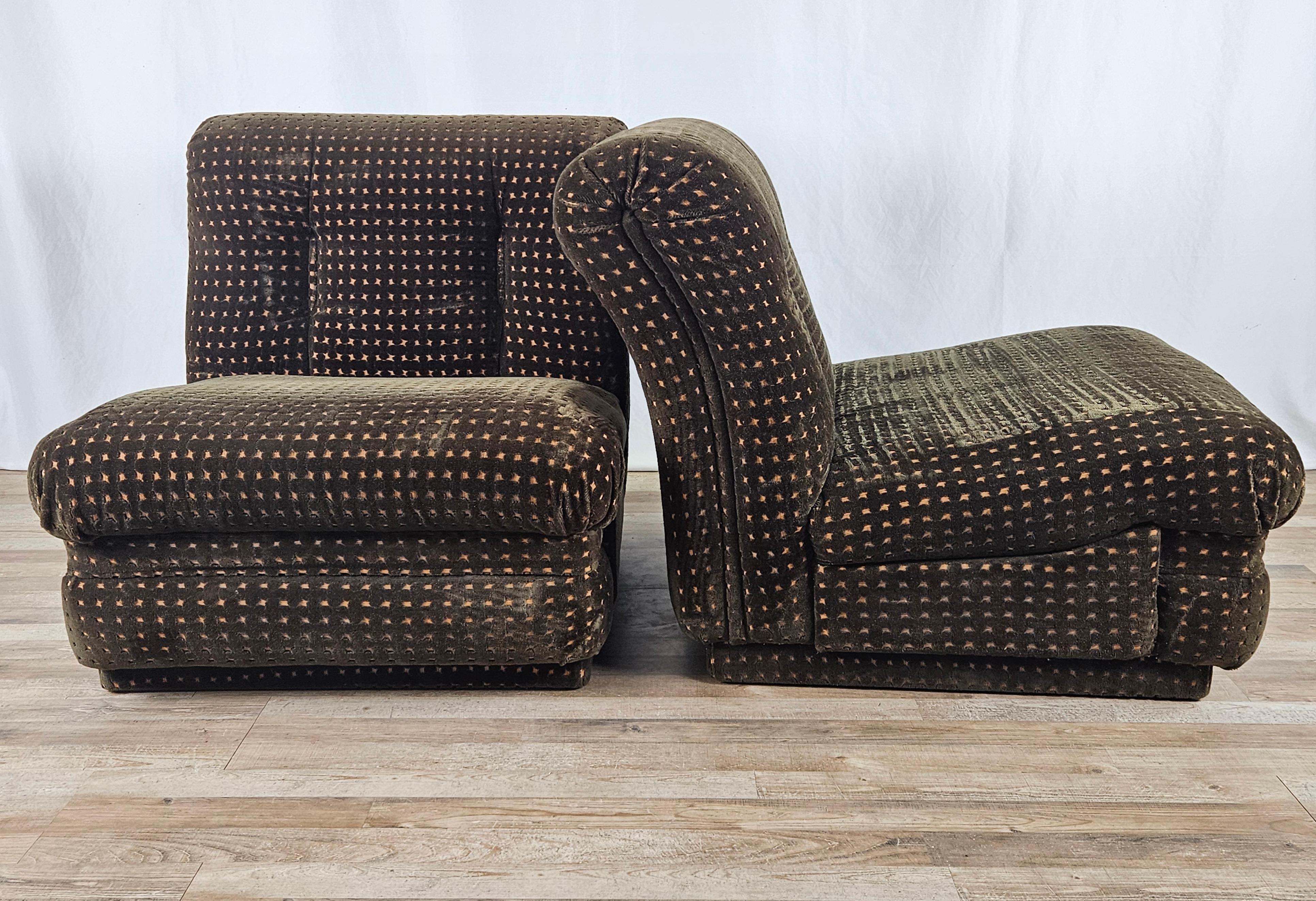 Mid-Century Modern Three modular fabric armchairs from the 1970s For Sale