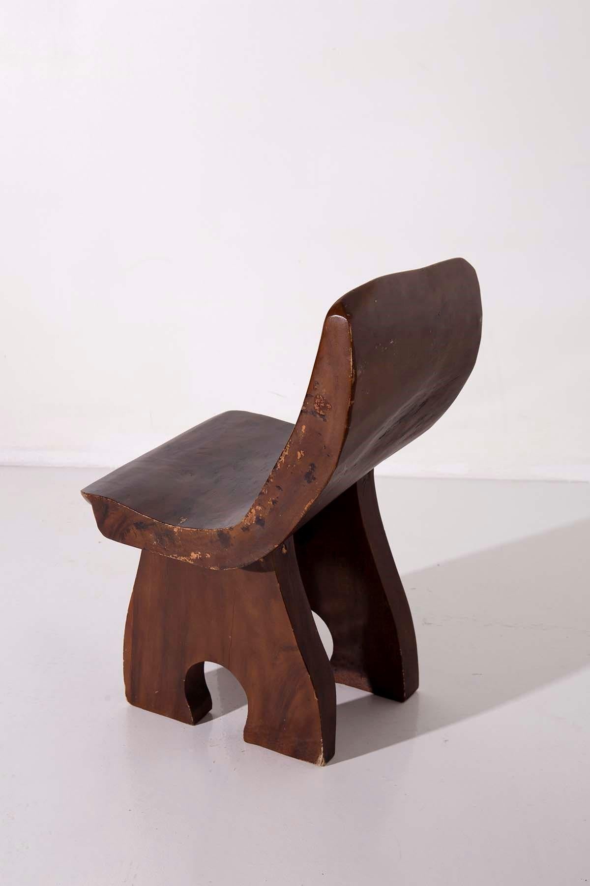 Three wooden chairs attributed to Jose Zanine Caldas, 1950s In Good Condition In Baranzate, IT
