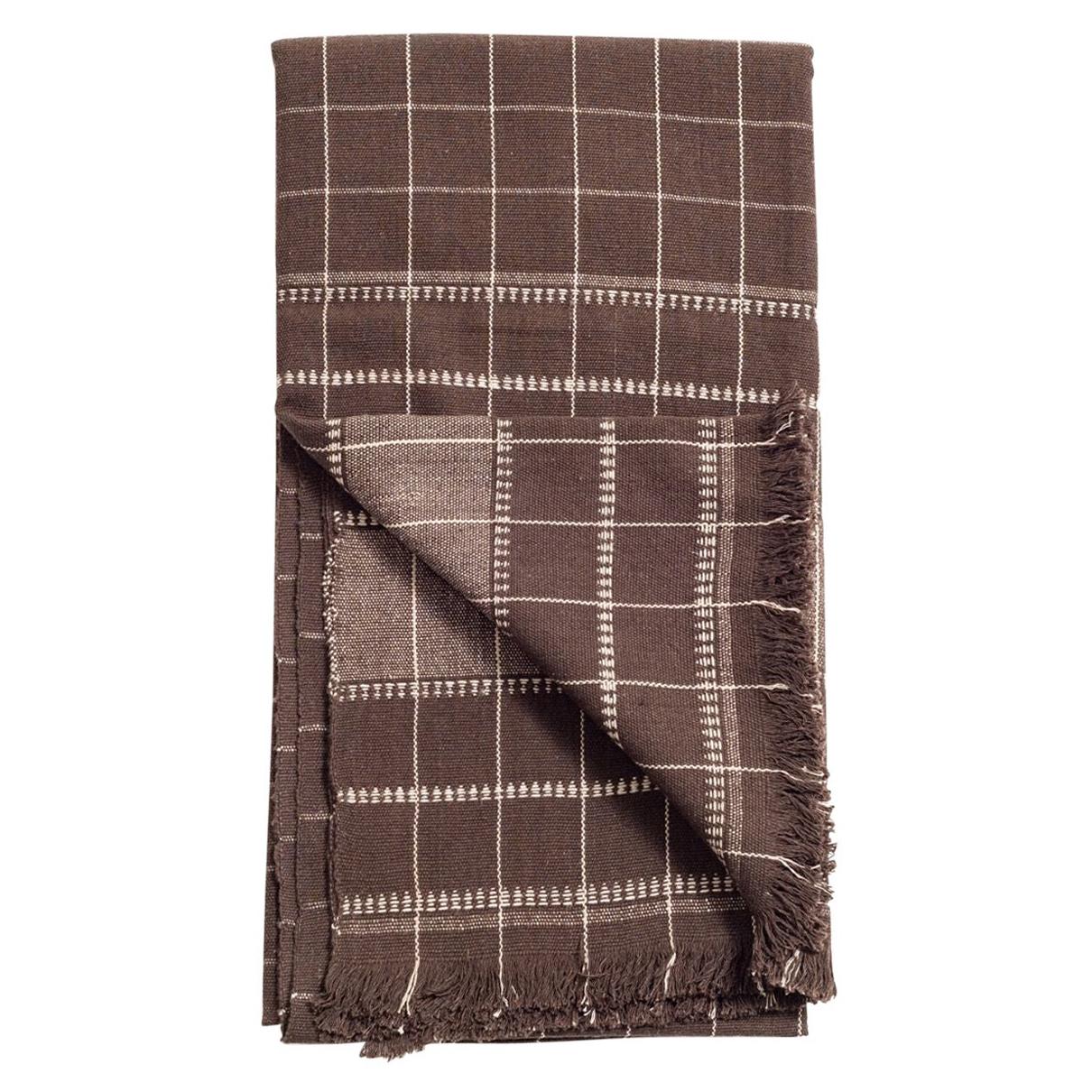 Treacle Dark Brown Handloom Queen Size Bedspread / Coverlet Soft Organic Cotton For Sale