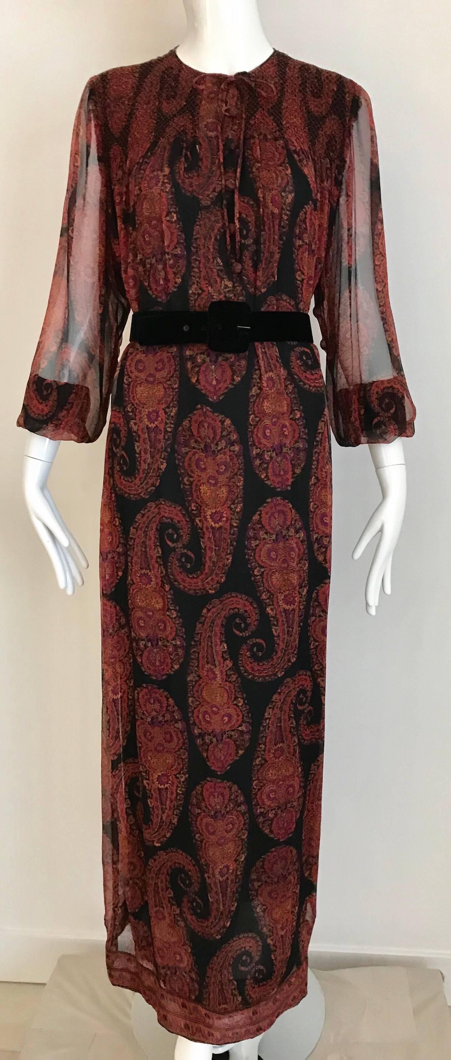 Brown Treacy Loewe Multi Color Paisley Print Maxi Dress