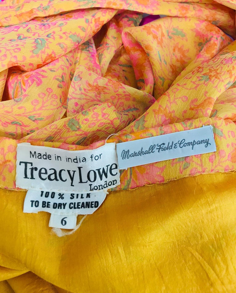 Treacy Lowe London Floral Silk Print Halter Maxi Dress 1970s at 1stDibs