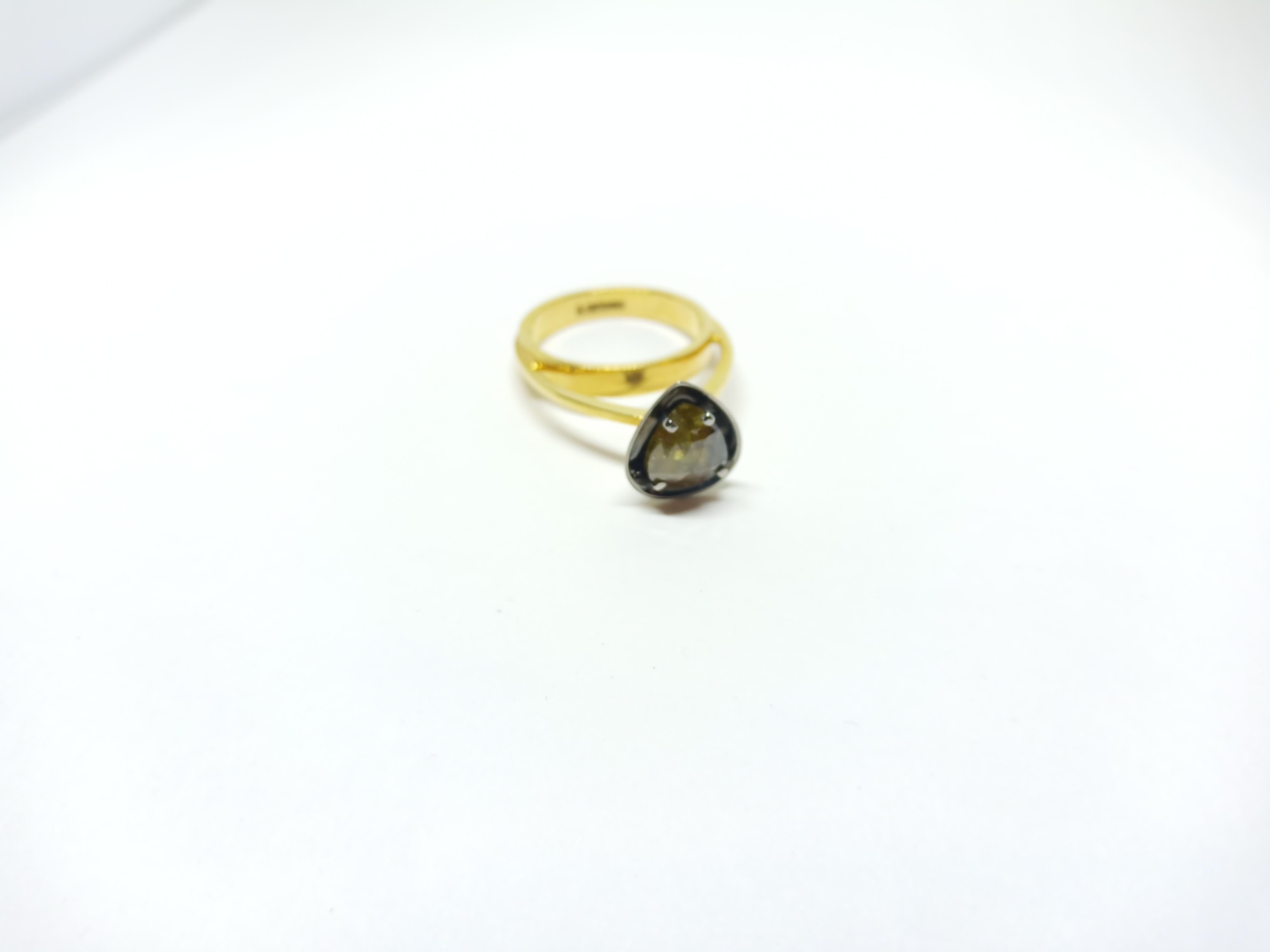 Rose Cut Discover Your Everyday Muse in One of a Kind Colored Diamond Yellow Gold Ring For Sale