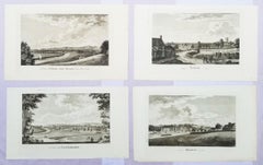 Antique Set of Four Engravings from Nash's "History of Worcestershire" /// Landscape Art