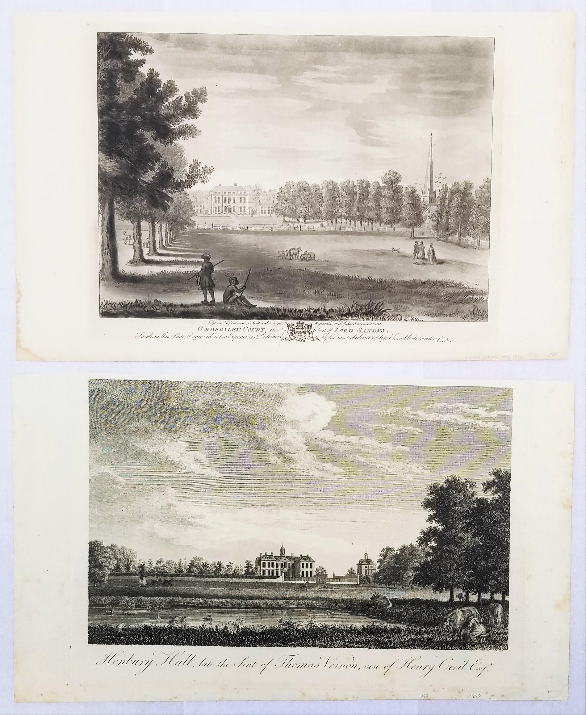 Conjunto de dos grabados de la "Historia de Worcestershire" de Nash /// Paisajes Arte