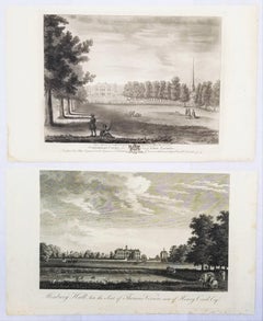 Antique Set of Two Engravings from Nash's "History of Worcestershire" /// Landscapes Art