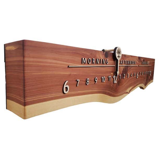 Treasure: 3-Foot Cedar and Maple Linear Clock For Sale at 1stDibs