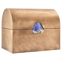 Unique Patinated Bronze Treasure Chest with Rough Stone by Pierre De Valck