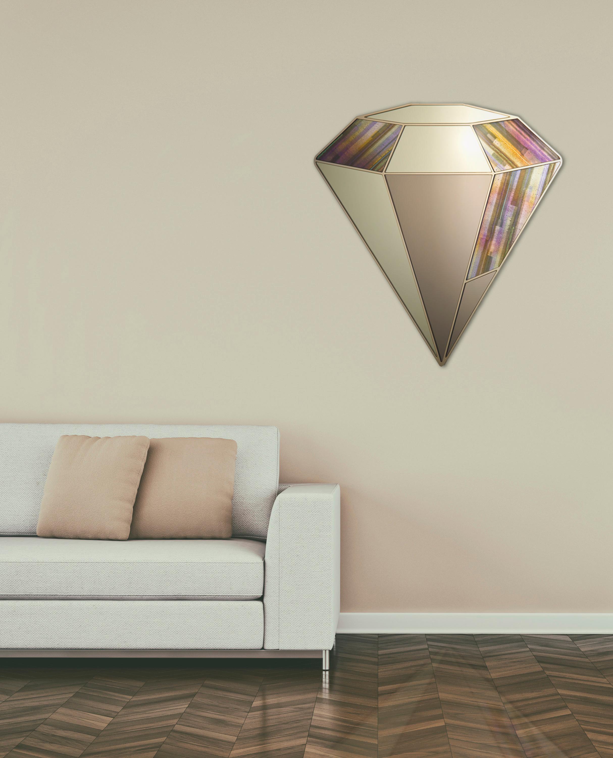Espejo Colección Tesoro de Cuarzo Dorado, un espejo único de Amy Cushing Británico en venta