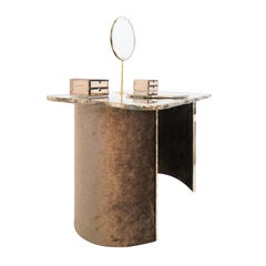 "Treasure "Scrivania contemporanea unica nel suo genere, vetro argentato, plexy+velluto