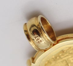 TREASURE DOUBLOON 1645 Spanish Gold 2 Escudos Pendant Framed In 18Kt Yellow Gold