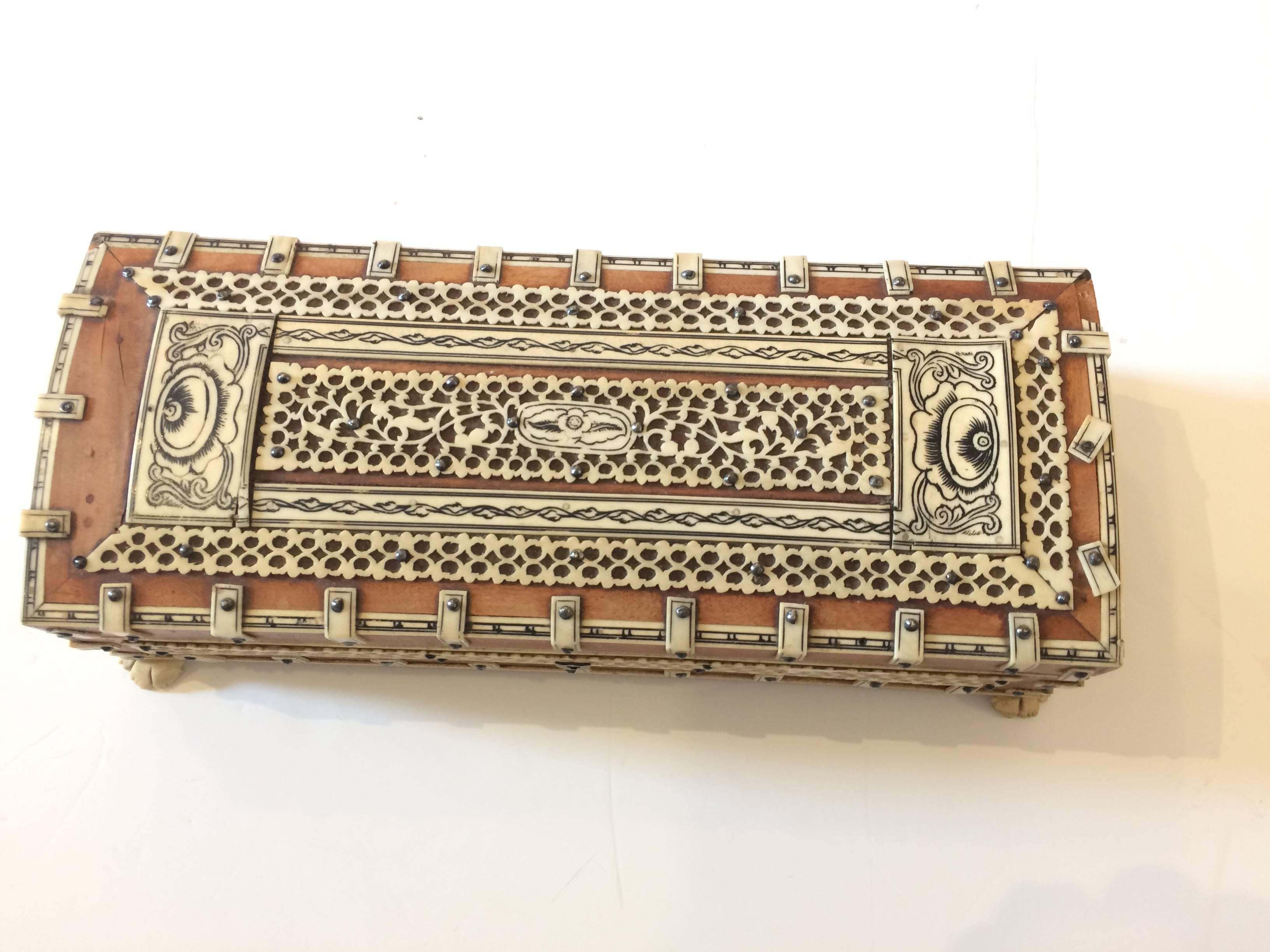 Treasure of an Anglo-Indian Bone and Burlwood Inlay Box 6