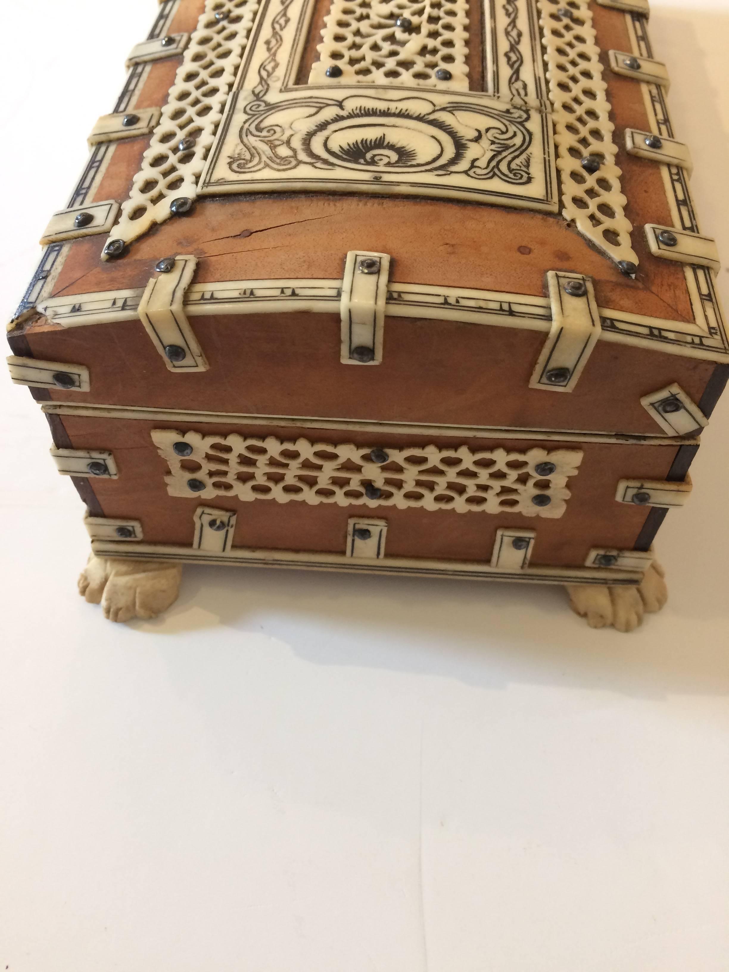 Treasure of an Anglo-Indian Bone and Burlwood Inlay Box 2