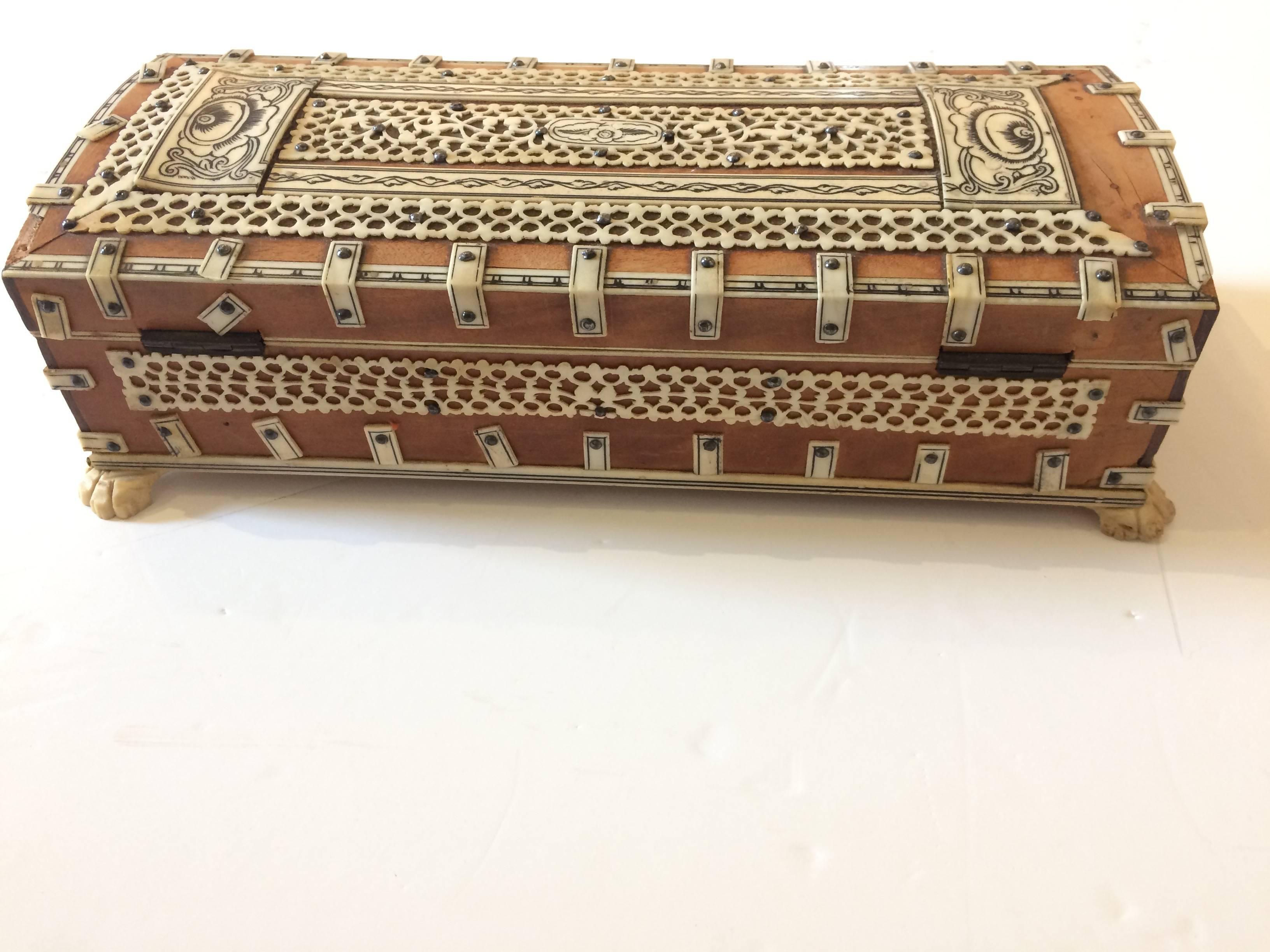 Treasure of an Anglo-Indian Bone and Burlwood Inlay Box 5