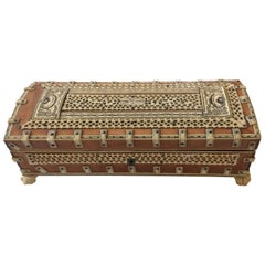 Treasure of an Anglo-Indian Bone and Burlwood Inlay Box