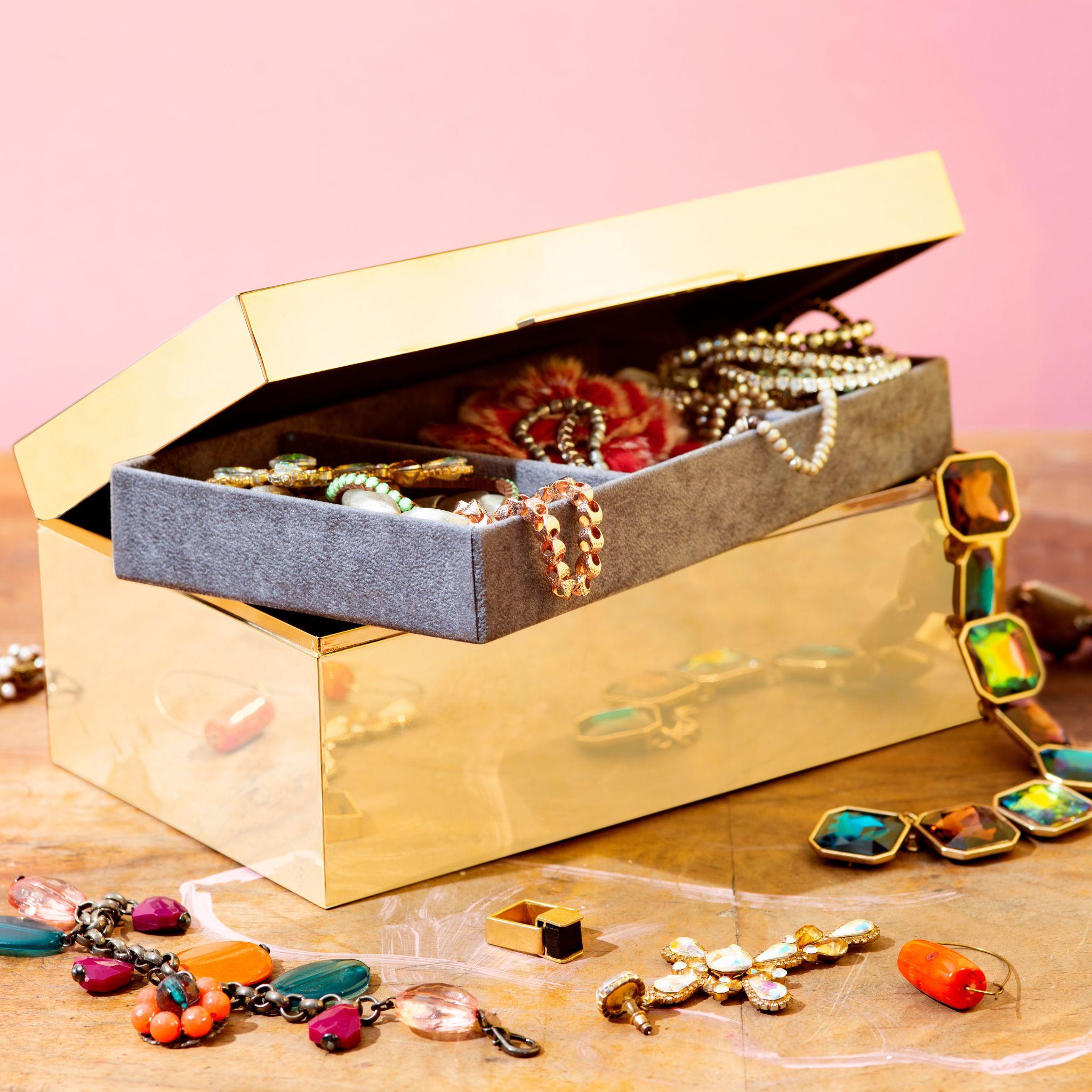 Italian Treasure Rectangular Brass Box with Zippered Top For Sale