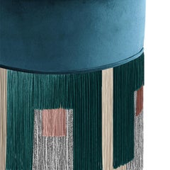 Treasure Sapphire Blue Velvet Pouf by Lorenza Bozzoli