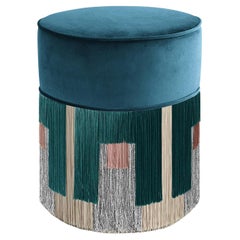 Treasure Sapphire Blue Velvet Pouf by Lorenza Bozzoli