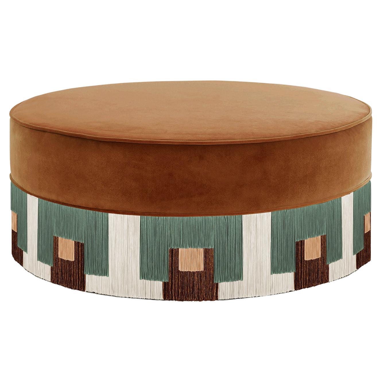 Treasure Tobacco Velvet Large Pouf by Lorenza Bozzoli