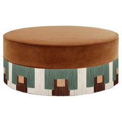 Treasure Tobacco Velvet Large Pouf by Lorenza Bozzoli