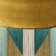 Treasure Tribe Yellow Velvet Pouf by Lorenza Bozzoli