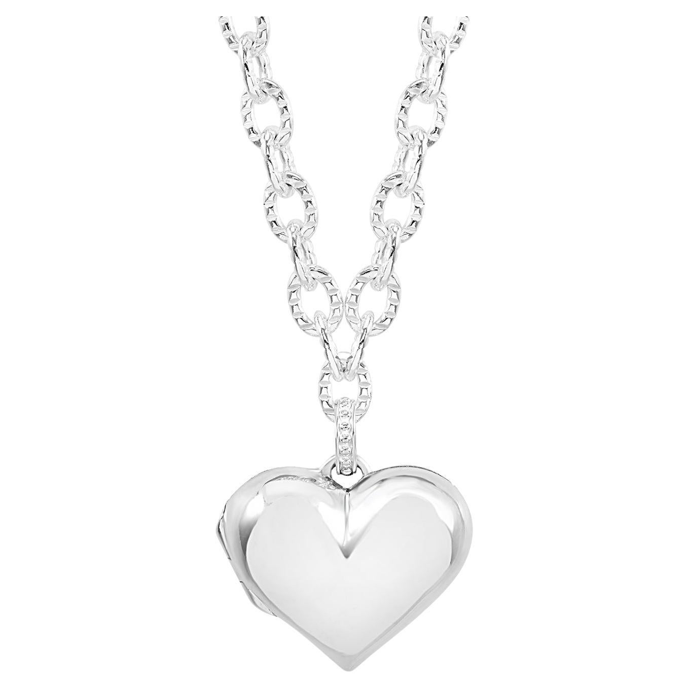 Treasured Heart Locket Necklace In Sterling Silver For Sale
