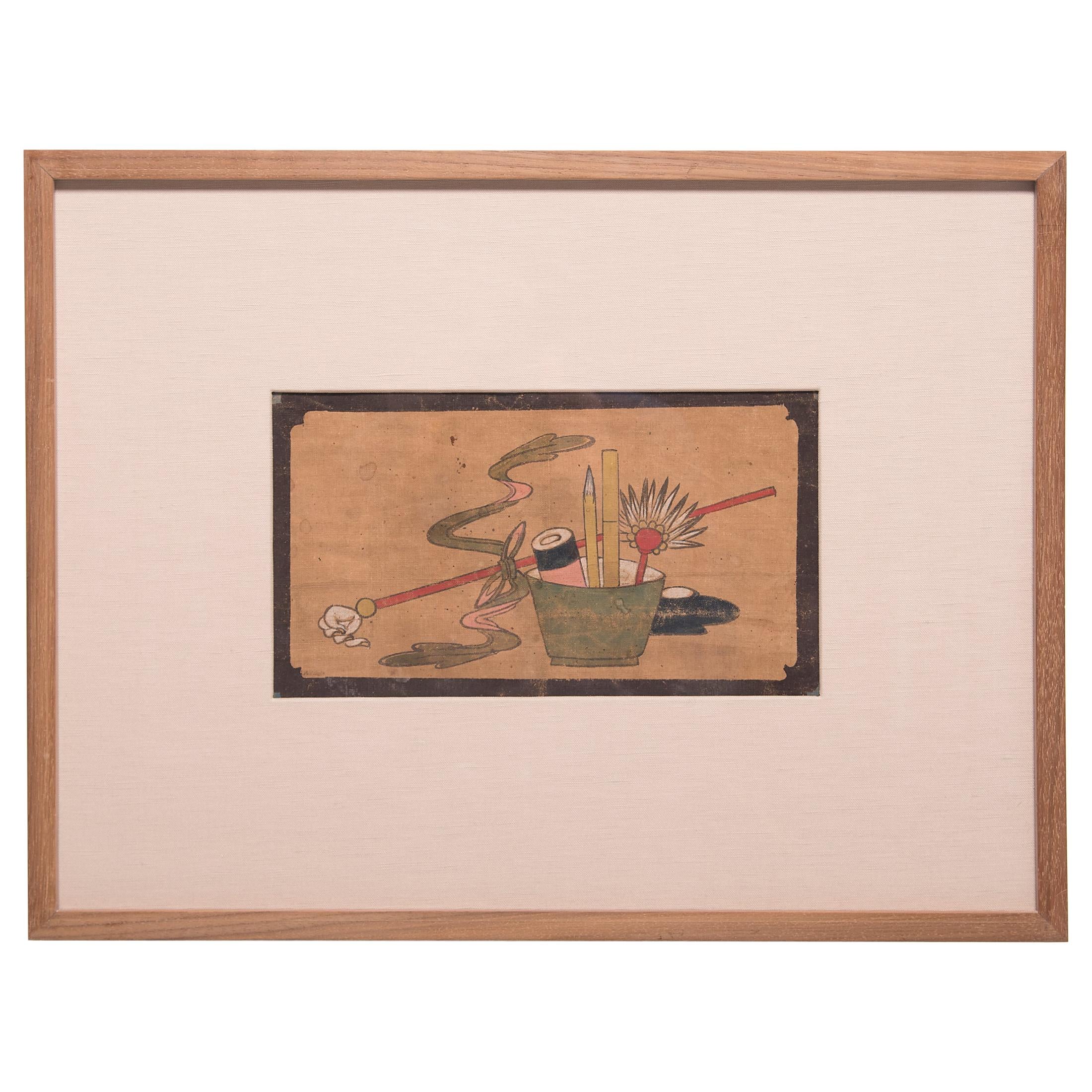 "Treasures of the Scholars' Studio" Chinese Painting, c. 1850 For Sale