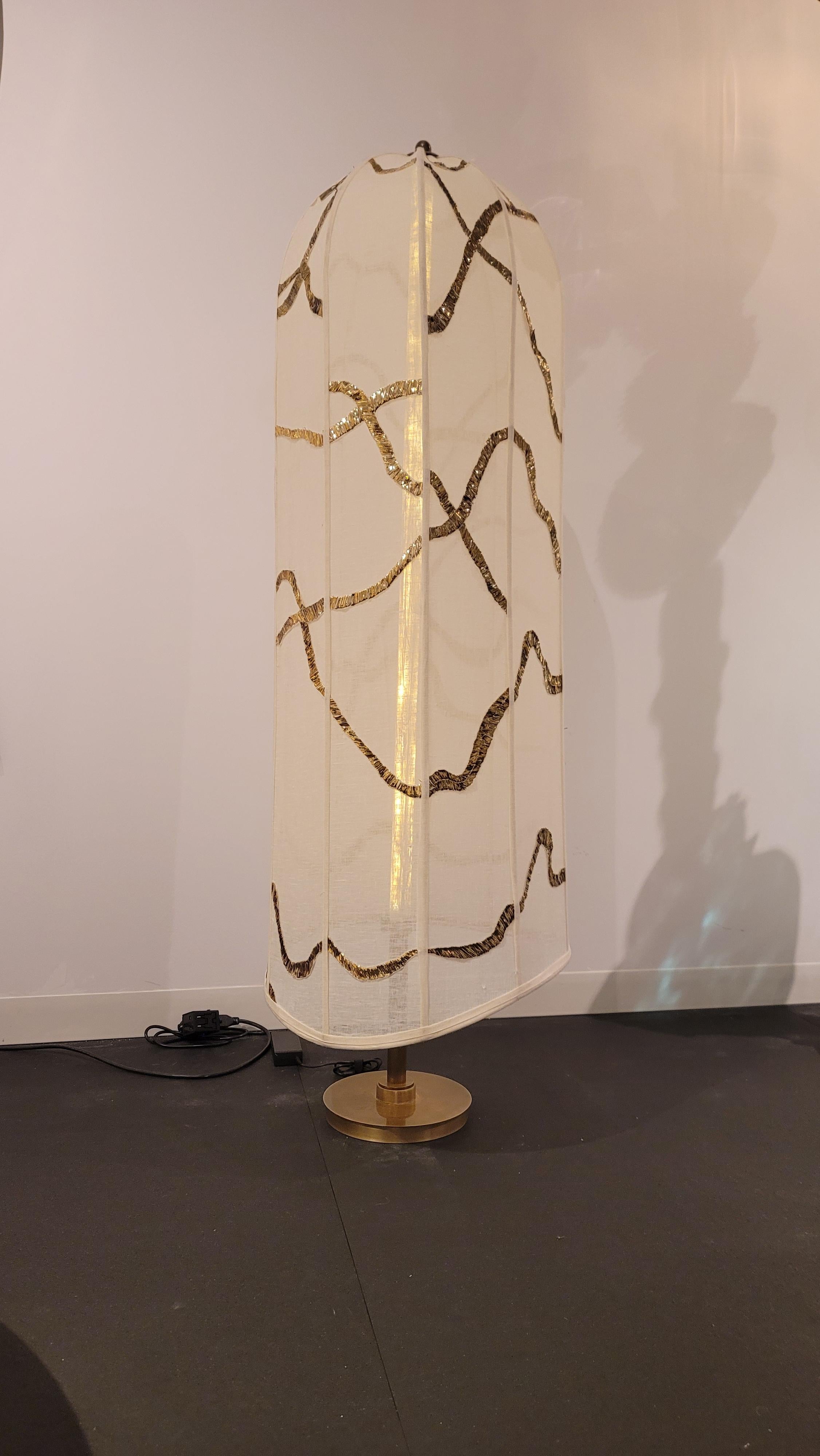 Embroidered Treasures Untold Golden Waves Floor Lamp For Sale