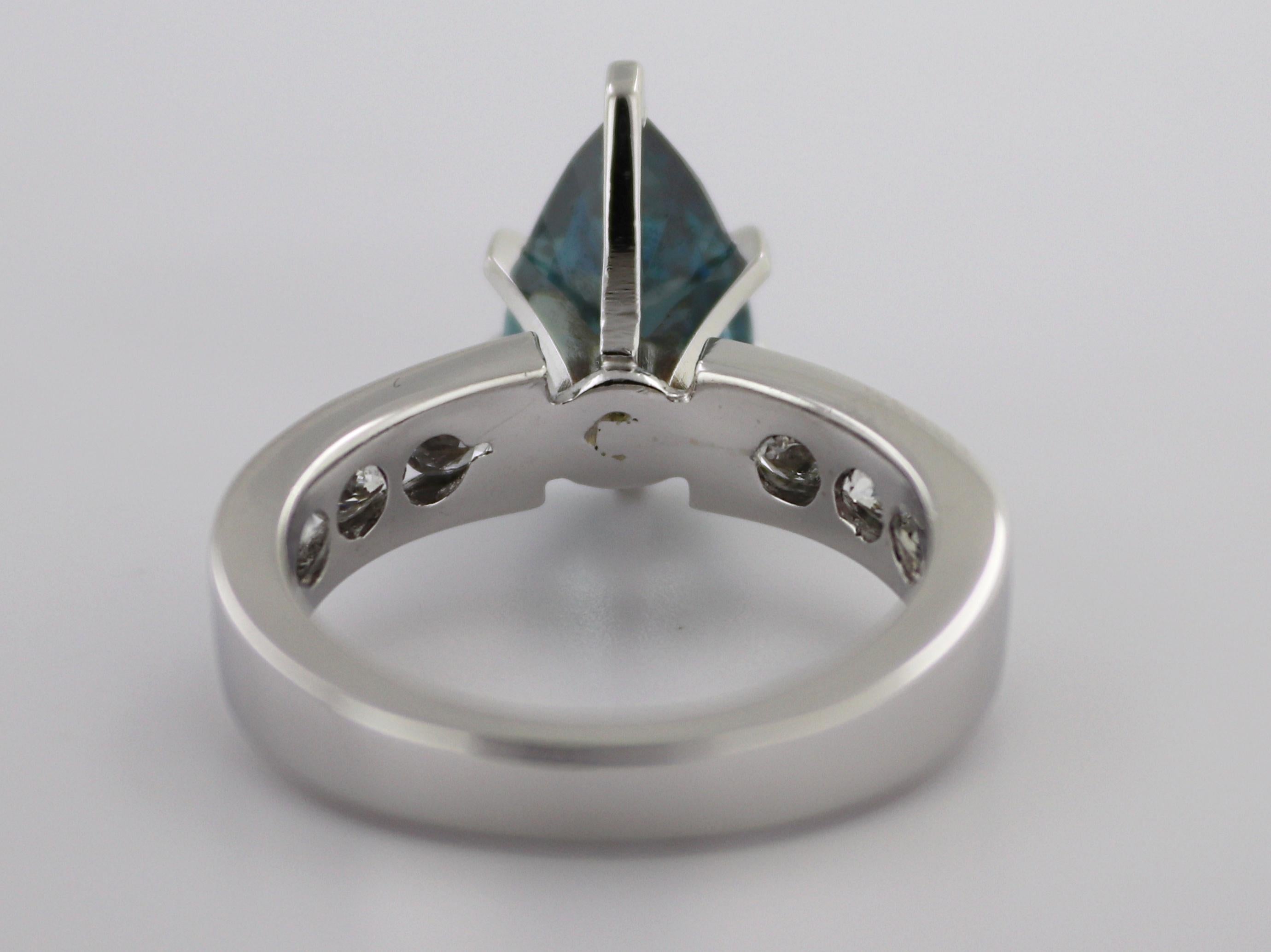 Natürlicher behandelter blauer Diamant, Diamantring 14k Weißgold im Angebot 5