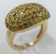 Treated Yellow Diamond, 14k Yellow Gold Pave Ring