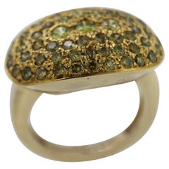 Treated Yellow Diamond, 14k Yellow Gold Pave Ring