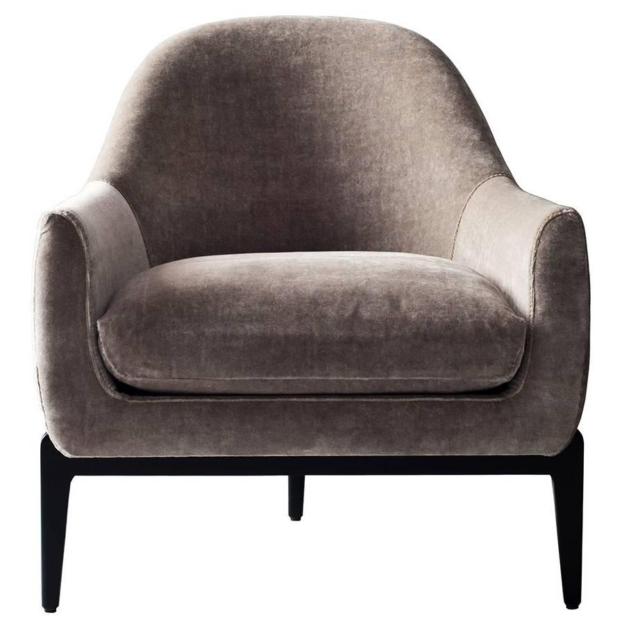 Treble Side Chair by DeMuro Das with Curved Back and Dark Espresso Oak Legs For Sale