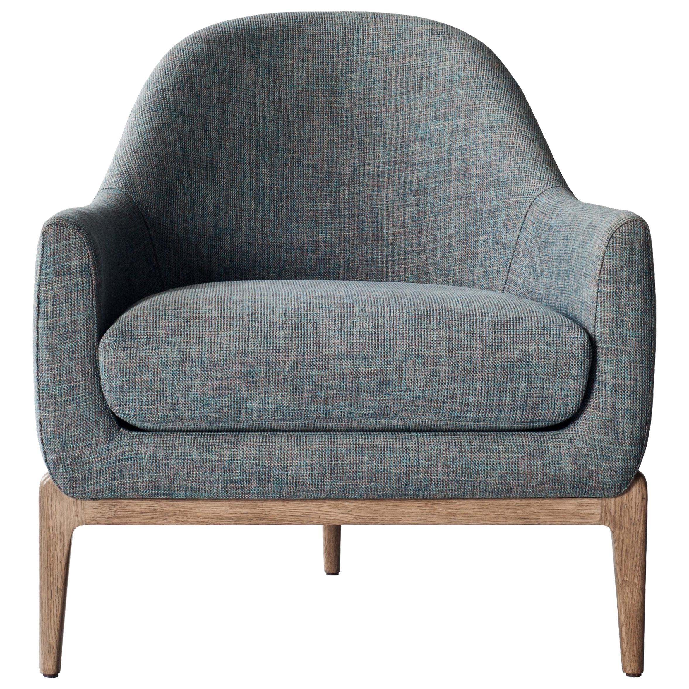 Treble Side Chair by DeMuro Das with Curved Back and Grey Oak Legs For Sale