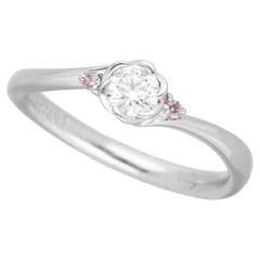 TRECENTI Diamond 0.21ct / Pink Diamond 0.02ct Platinum Flora Ring US 5