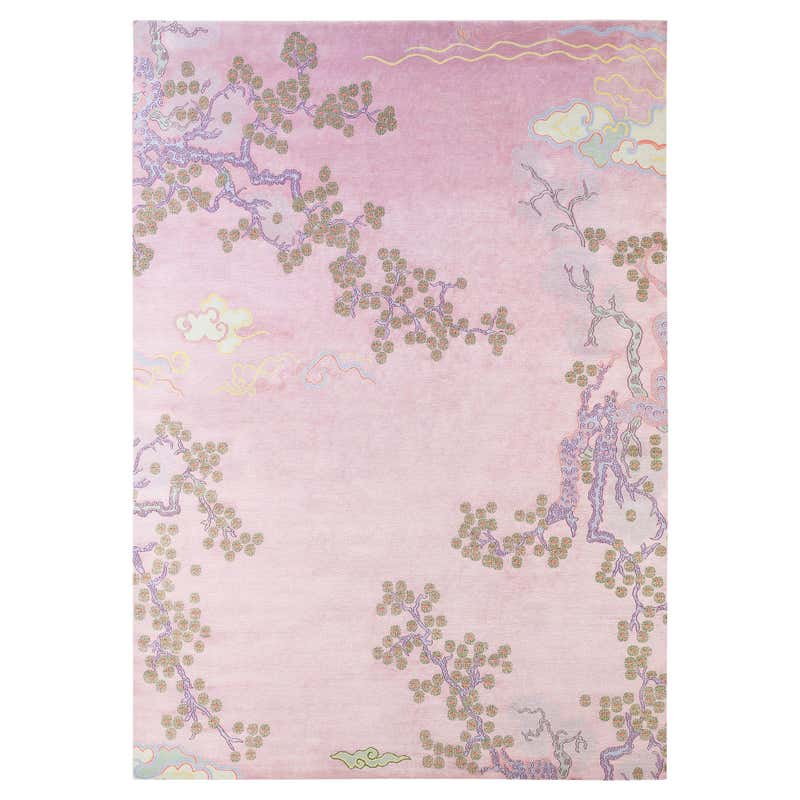 Tree And Cloud Indigo Wool and Silk Chinese Inspired Area Rug by Joseph ...