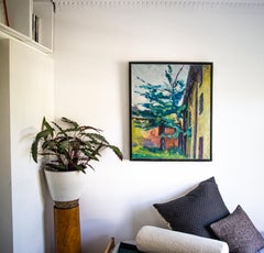 Tree and malting by Michael A Evans, oil on canvas - signed, England - 1968