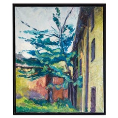 Árbol y malta de Michael A Evans, óleo sobre lienzo - firmado, Inglaterra - 1968