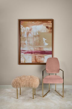 Modern beige lamb fur brushed brass Tree Branches bench by InsidherLand