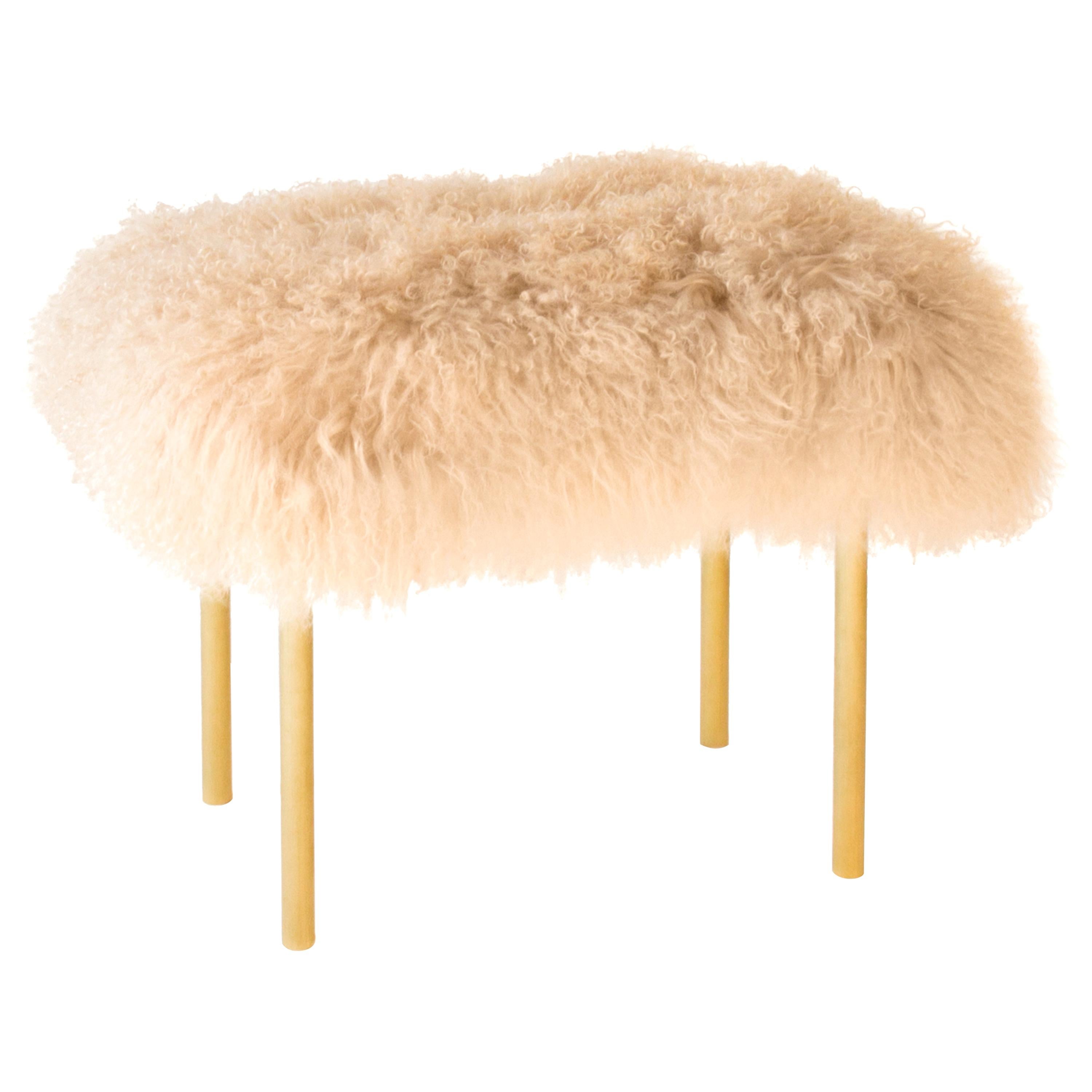 Tree Branches Bench, Fur and Brushed Brass, InsidherLand, Joana Santos Barbosa For Sale