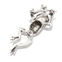 Broche grenouille, argent sterling, longueur 2 pouces, petite broche grenouille, argent
