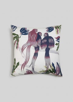 Cotton Cushion Cover, Tree Full of Parrots Plum 24" x 24", Viya by Vikram Goyal