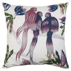 Cotton Cushion Cover, Tree Full of Parrots Plum 24" x 24", Viya by Vikram Goyal