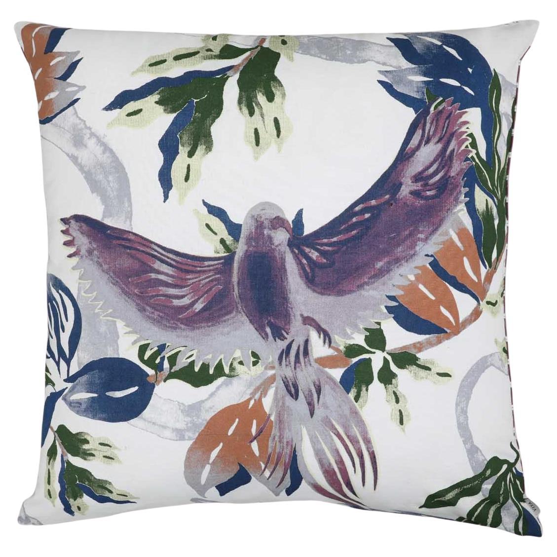 Copricuscino Tree Full of Parrots Plum 24 "x24", Viya By Vikram Goyal