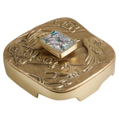 Tree Full of Parrots Trinket Box in Brass & Semi Precious Stone